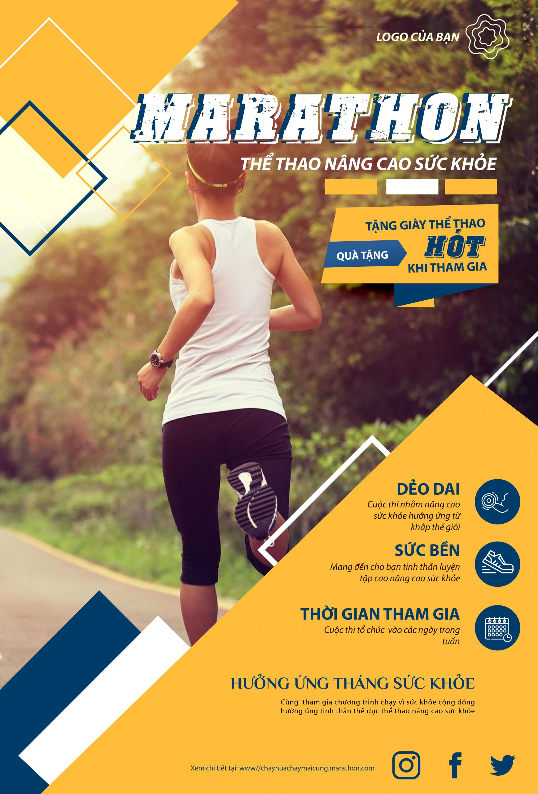 Marathon Tăng Cường Sức Khỏe Thể Thao Marathon Poster Thể Thao Vì Sức Khỏe Cộng đồng Chia Sẻ